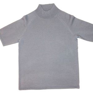 Fine knit sweater mock neck short sleeve blouse